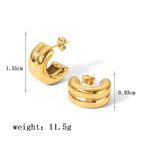 13 [Ag203] Double-Layer C- Shaped Earrings Gold