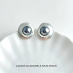Silver Glossy Metal Pearl Earrings
