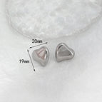 Small Peach Heart Hollow Earrings-Steel Color