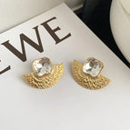 Transparent Titanium Steel Fan Shaped Stud Earrings