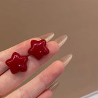 Anchor Red Five-Pointed Star Earrings