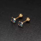 Gold Claws with Colorful Zirconia / 5mm Pair