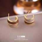 27 # Silver Needle-Drip Oil C Shape (Real Gold Plating)