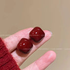 4# Ankela Red Square Stud Earrings