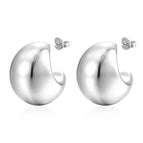 Semicircle Hollow Earrings Steel Color MS-003