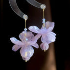New Chinese Style Purple Beaded Petal Pendant Earrings
