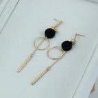 Single Stick Tassel Hoop Earrings [ Gold ]