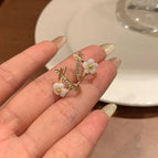 4# full diamond flower stud earrings