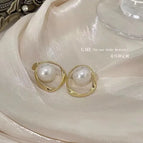 44 # Circle Pearl Mosquito Coil Clip-on Earrings