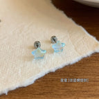 Wsq4 Light Blue Spiral Stud Earrings