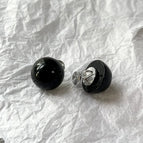 Black Half Circle Thick Copper Gold-Plated Mosquito Coil Clip Earrings
