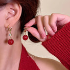 E248 Red Cat Eye / 925 Silver