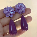 Unique Gardenia Pendant Water Drop Earrings