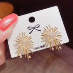 No. 65 Zircon Fireworks Stud Earrings (Real Gold Plating)