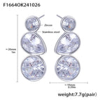 F1664-Steel Water Drop Zircon Earrings