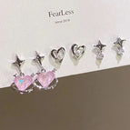 Pink love six-piece earring set