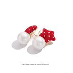 【2904】Five-Star White Pearl Mosquito Coil Clip-On Earrings