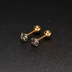 Gold Claws with Colorful Zirconia / 4mm Pair