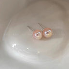 10mm Pink Pearlescent Pearl Stud Earrings