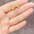 1 # Small Earrings - Gold Five-leaf Flower