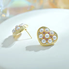 Heart-shaped Pearl Folded Earrings
