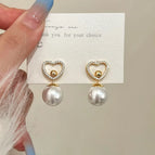 Golden Love Heart Stud Earrings