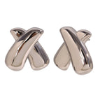 X-Shaped Earrings-Steel Color