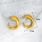 C- Type Hook Earrings-Gold
