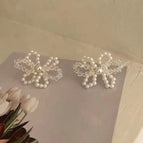 Crystal Beaded Bow Stud Earrings