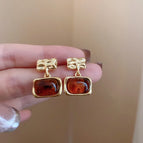 8# Silver Needle-Coffee Color Square (Real Gold Plating)