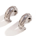 Love Brand C- Shaped Earrings-Steel Color