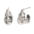Beating Pattern Hook Shape Ear Studs-Steel Color