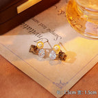 9#Three-dimensional Geometric Coffee Crystal Stud Earrings