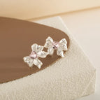 【1586】 Silver Butterfly Knot Ear Studs