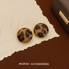 round Leopard Print Stud Earrings