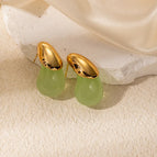 Green Drop-shaped Earrings