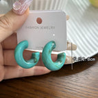 4509 Bold C-shaped Earrings Blue