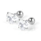 Steel Color Heart-Shaped White Zirconium / 0.8*6*6 * 4mm