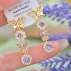 Purple Zircon Butterfly Heavy Industry Stud Earrings