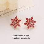 416-double-layer flower oil drop earrings [red]