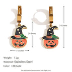 Halloween Topper Pumpkin Pendant Earrings-Gold