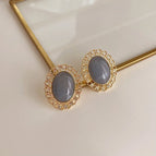 Haze Blue Oval-Silver Needle
