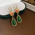 28#Ear Hook-Golden Green (Butterfly Drop)