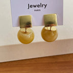 Mustard Yellow Cat Eye Earrings