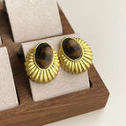 Black Gold Tigereye-E0199 Silver Needle