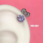 Purple Diamond Bow Earrings
