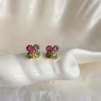 Contrast Color Crystal Flower-Silver Needle