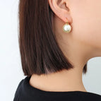 F369 Imitation White Pearl Earrings Gold