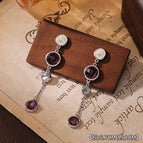 20#Purple Bubble Crystal Tassel Stud Earrings