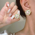 Vintage Court Style Colorful Oil Drop Pearl Flower Earrings ~WG-0260